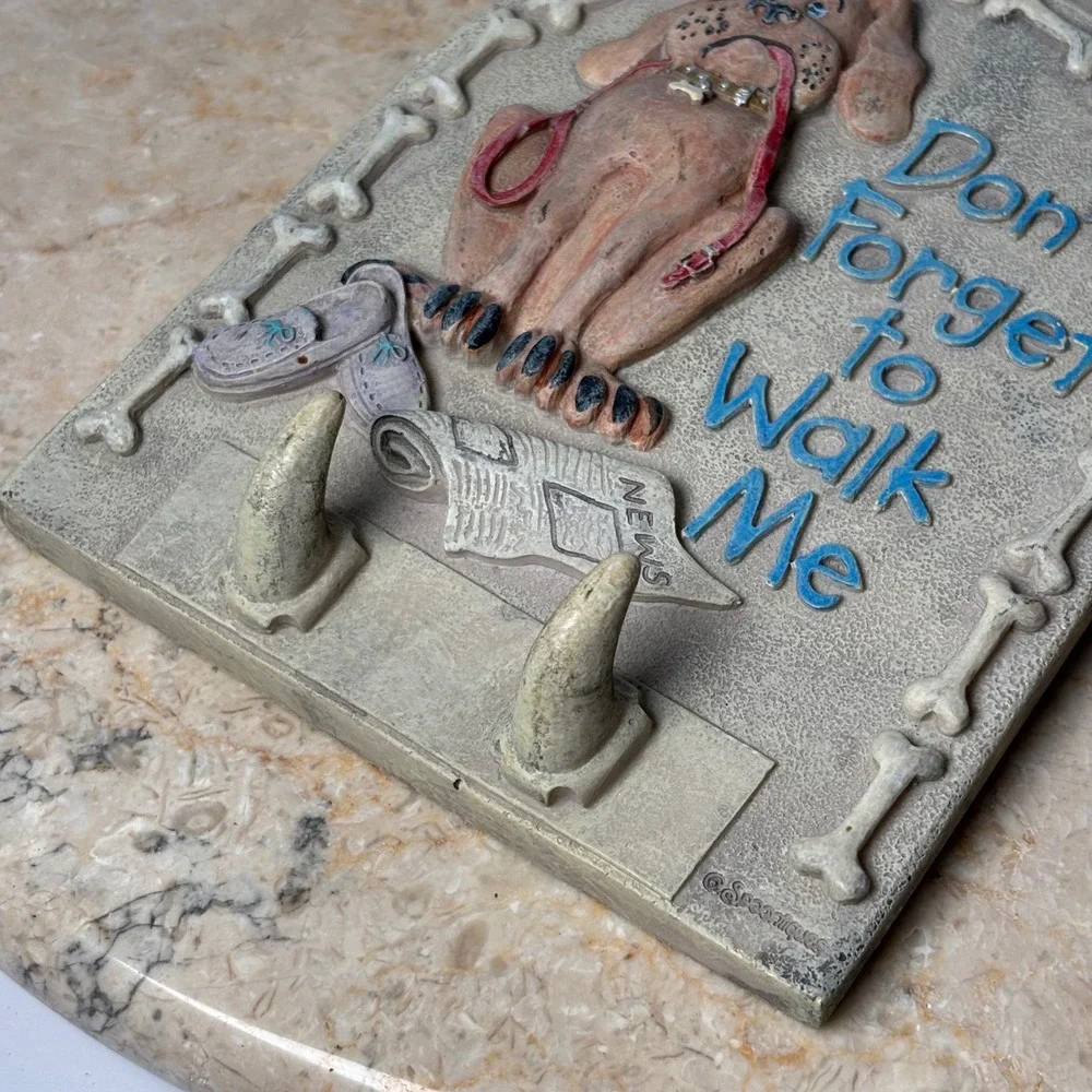 Spoontiques Dont Forget to‎ Walk Me Dog Leash Key Holder Wall Hook Resin 5.75in